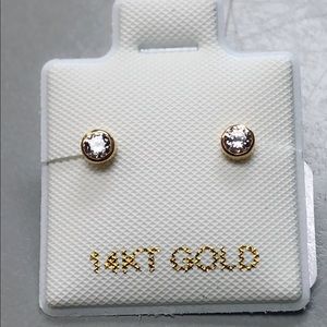 14 KARAT SOLID GOLD BEZEL  ROUND EARRING